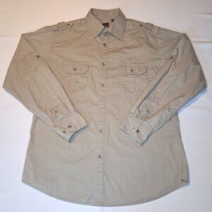 J. Ferrar Button Up Shirt Safari Style Mens Size Large Tan